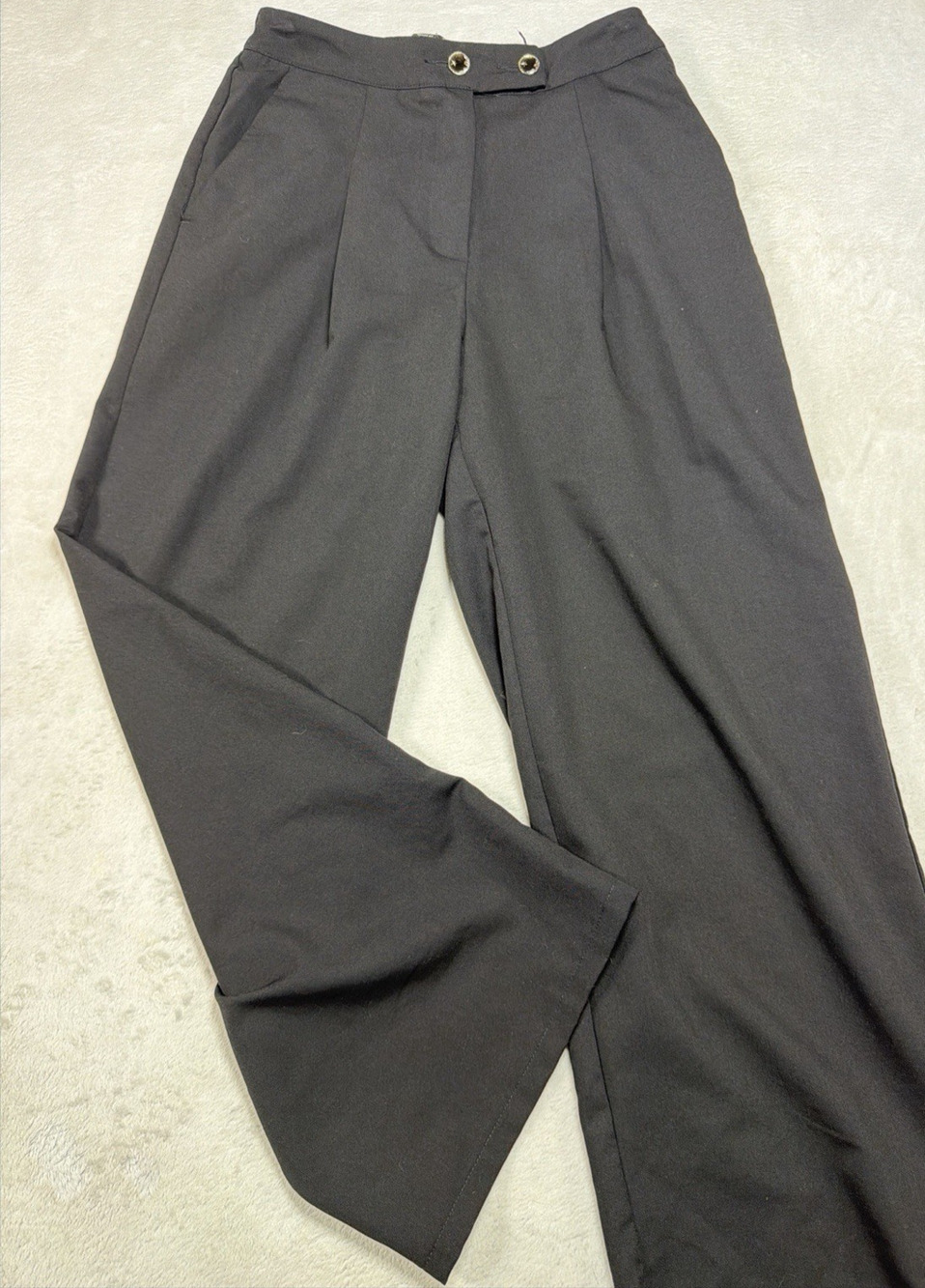 Disturbia Black Wide Leg Trousers High Waist Pleated Corporate Goth Sz US 8 M